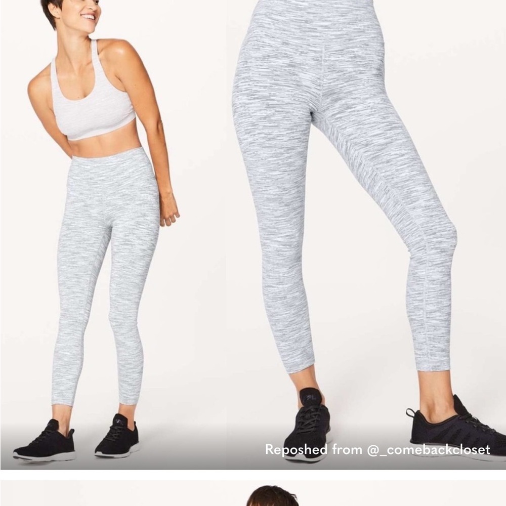 Lululemon Wunder Under Hi-Rise 7/8 Tight 25" Gray Space Dye Womens Size 6